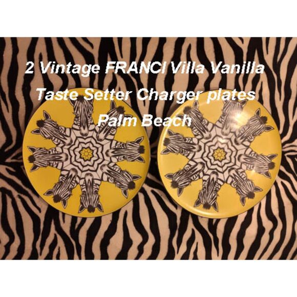 Pair of Vtg Franci Palm Beach Zebra charger plates - Picture 1 of 6